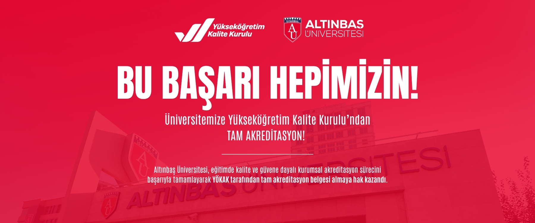 Full accreditation from YÖKAK to Altınbaş 